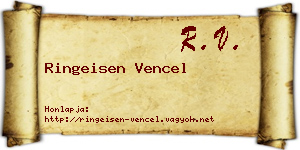 Ringeisen Vencel névjegykártya